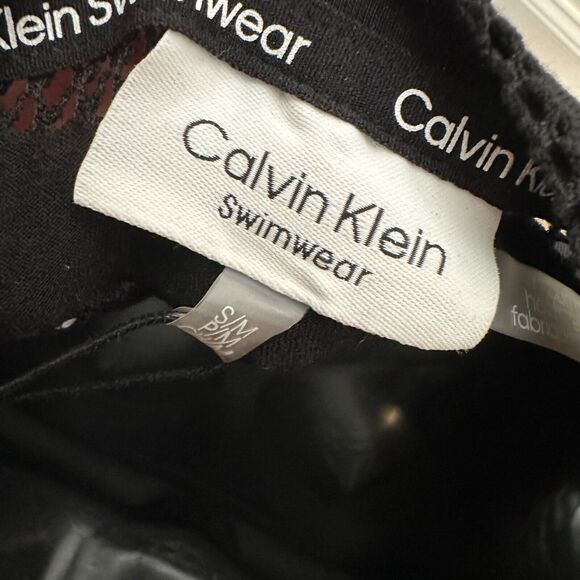 Calvin Klein Maxi Dress Swim Coverup Women's S/M Black Cutout Stripe New - Picture 5 of 7